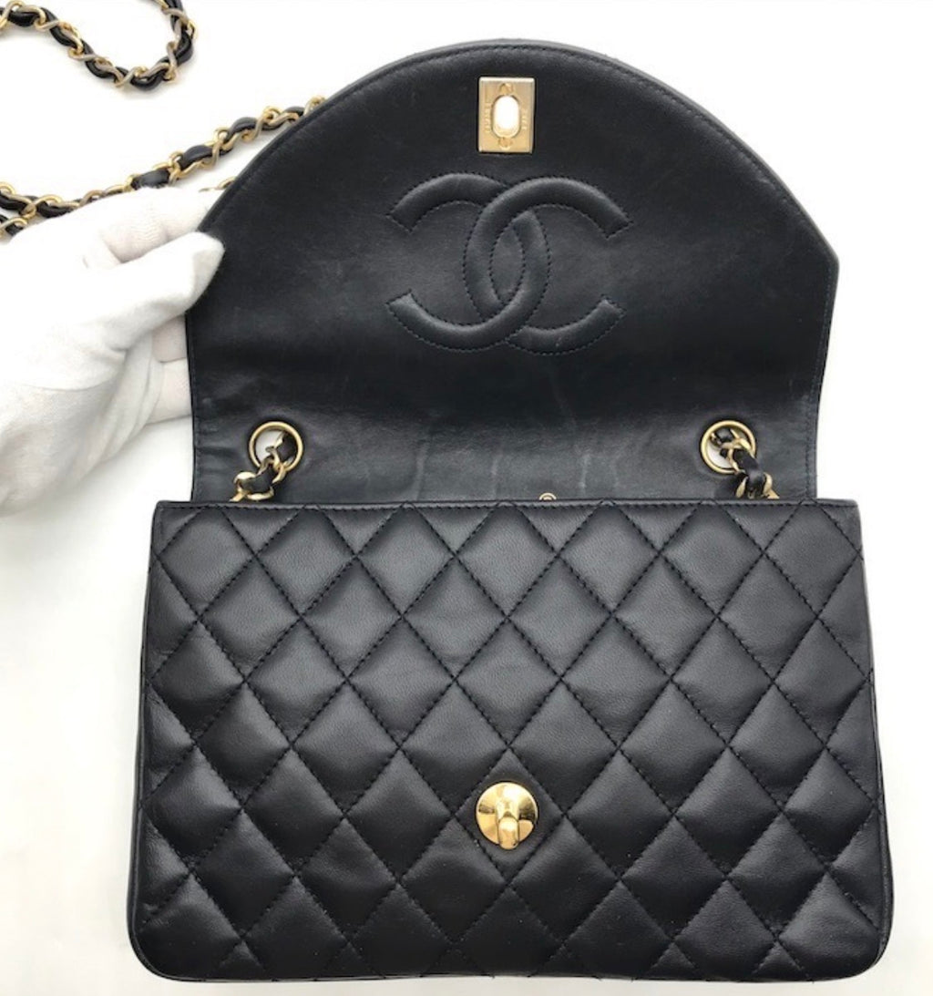 CHANEL Matelassé Coco Mark Lambskin Turn-Lock Shoulder Bag