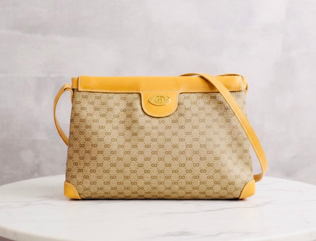 GUCCI Old Gucci Micro GG PVC Calf Leather Shoulder Bag