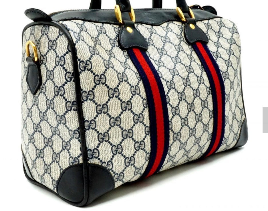 Vintage  Old Gucci GG 2-Way Supreme Boston Shoulder Bag