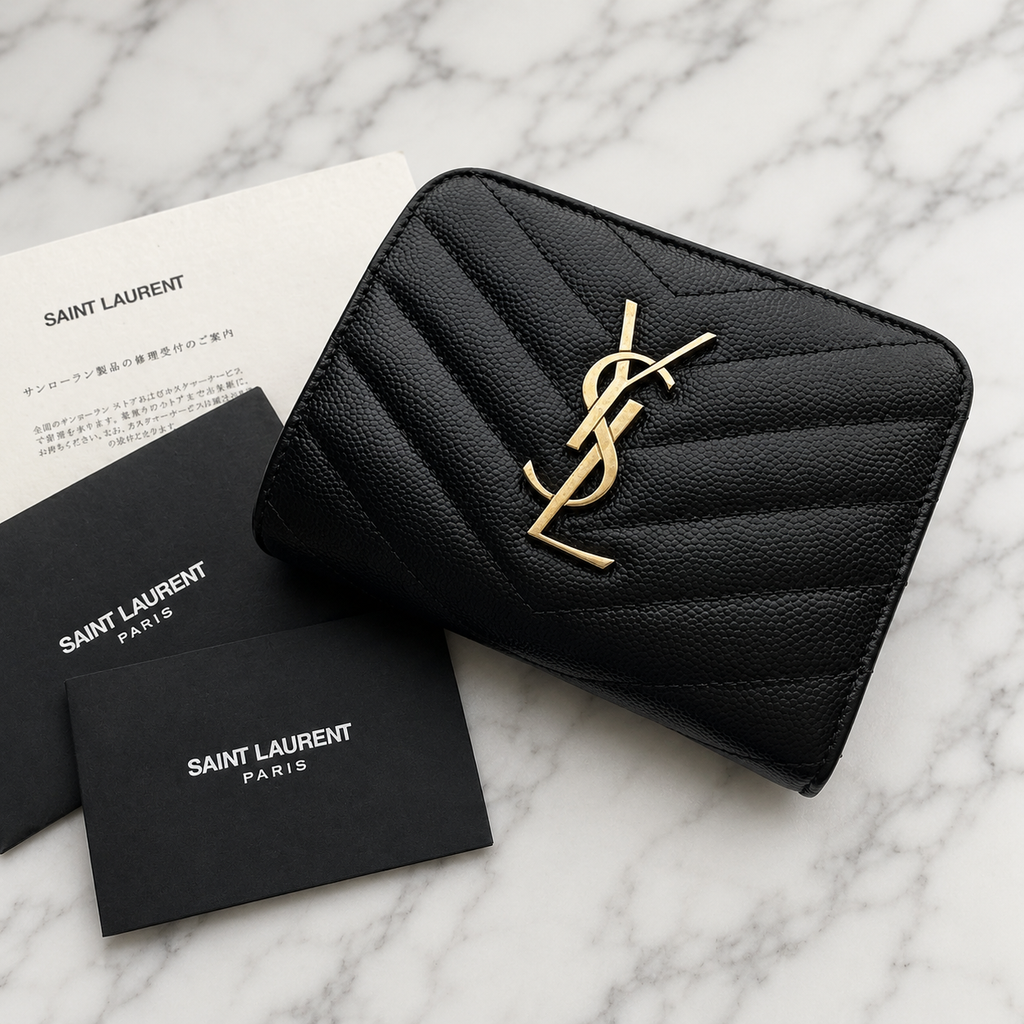 Saint Laurent Classic Monogram Zip Around Wallet