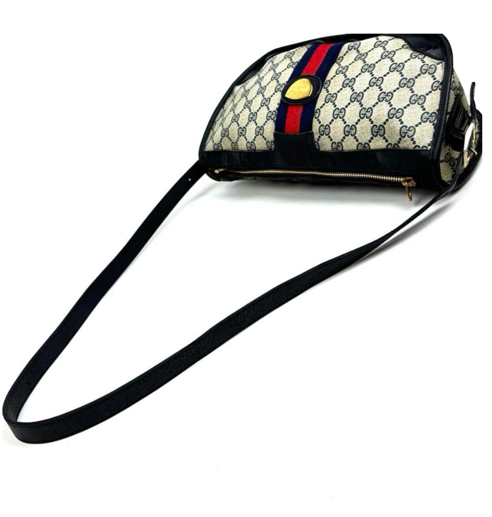 Gucci GG Supreme Sherry Line Shoulder Bag, Navy
