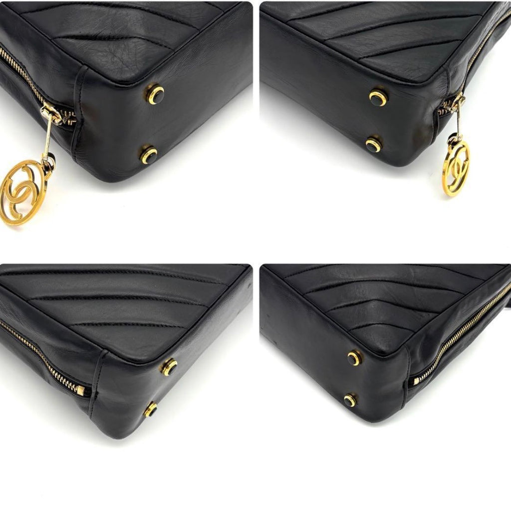 CHANEL Vintage CC Chevron Camera Bag