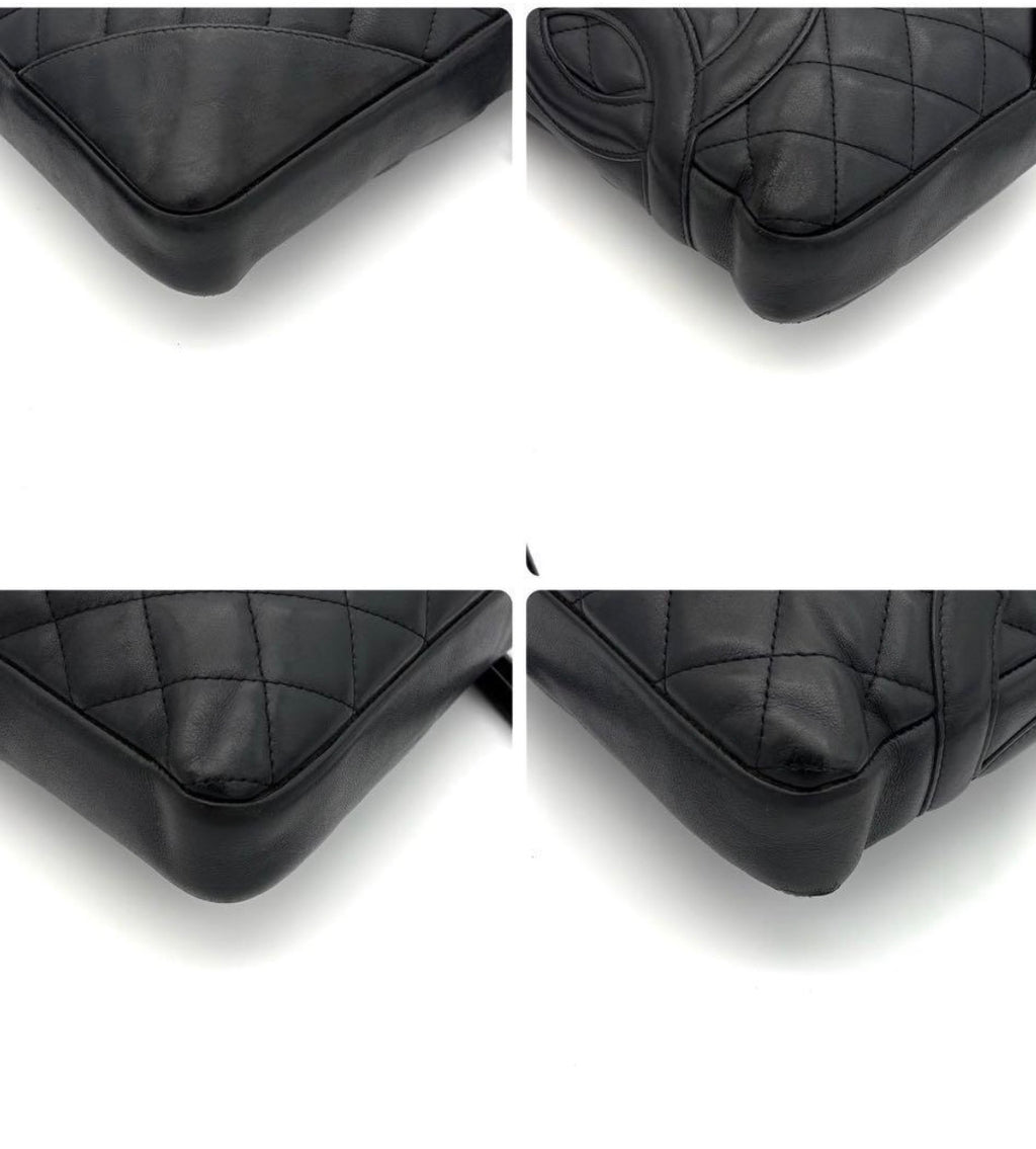 ChANEL alfskin Quilted Medium Cambon Messenger Black Bag