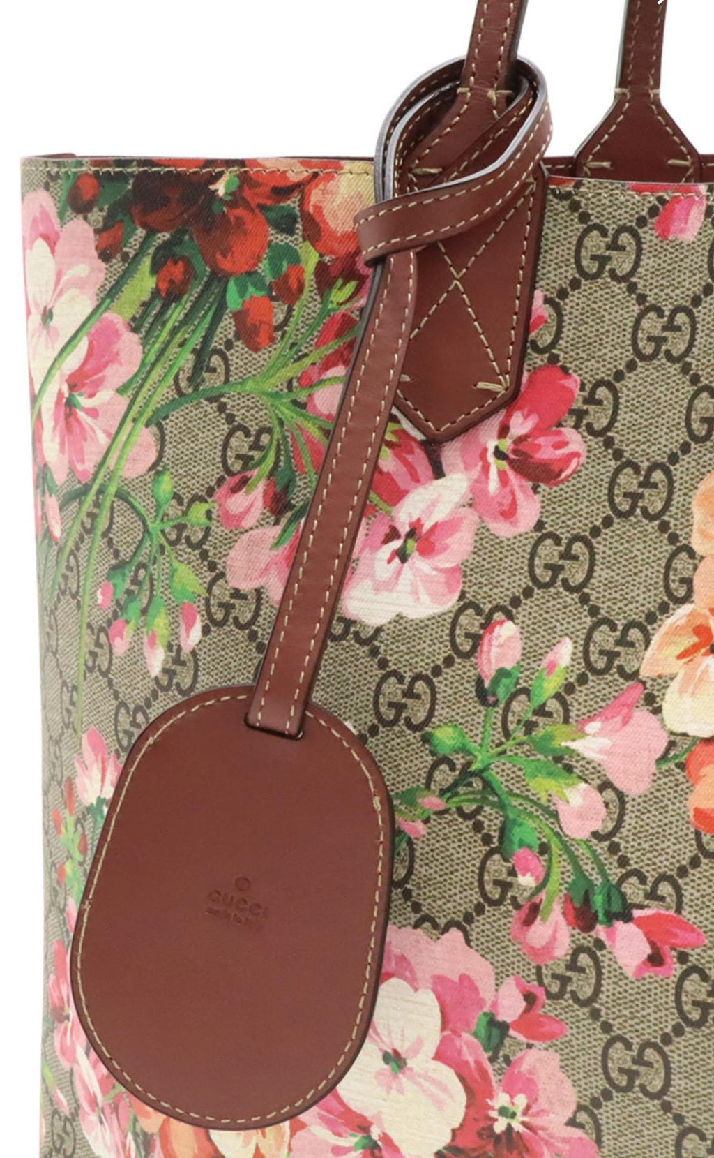 Authentic GUCCI GG Supreme Monogram Blooms Medium Reversible Tote Beige Multicolor Dry Rose