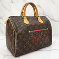 Authentic LOUIS VUITTON Monogram Perforated Speedy 30 Fuchsi Handbag