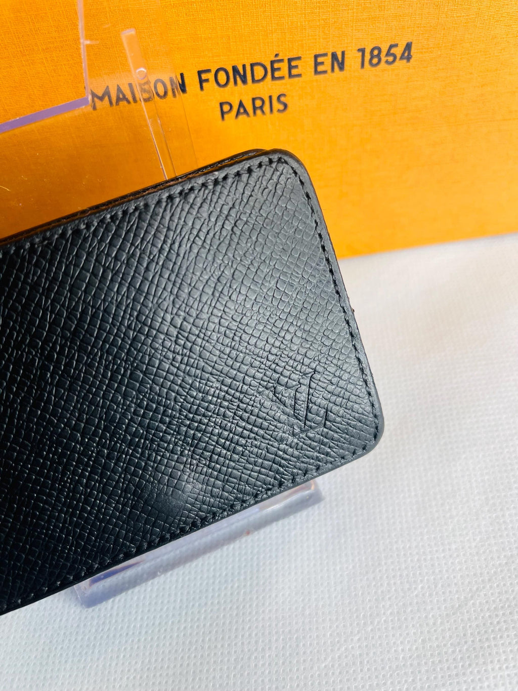 Authentic Louis Vuitton Black Taïga Leather Card/Coin Holder Wallet