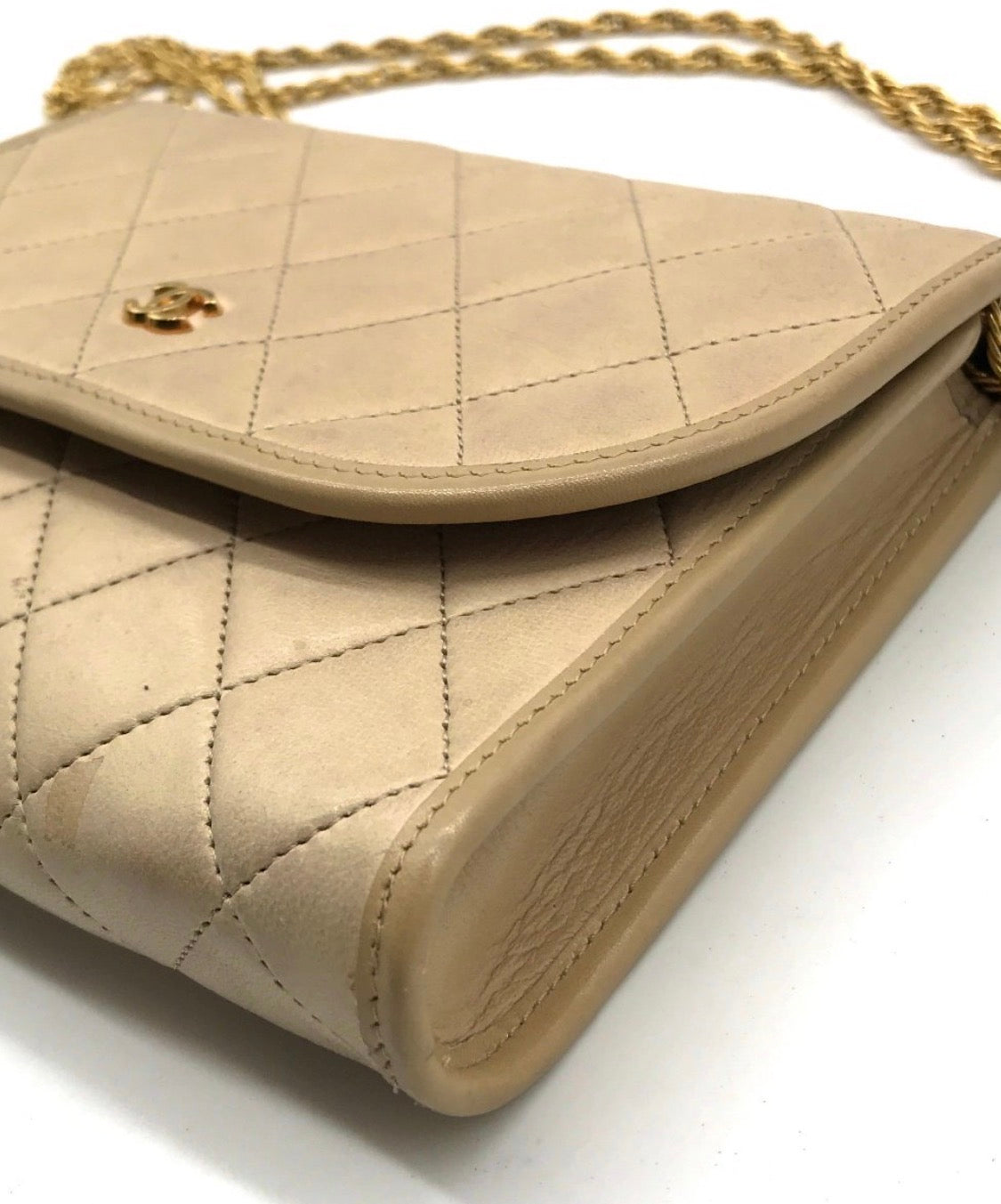 CHANEL Coco Mark Mini Matelassé Push-Lock Chain Shoulder Bag, Beige, Vintage