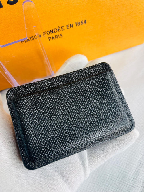 Authentic Louis Vuitton Black Taïga Leather Card/Coin Holder Wallet