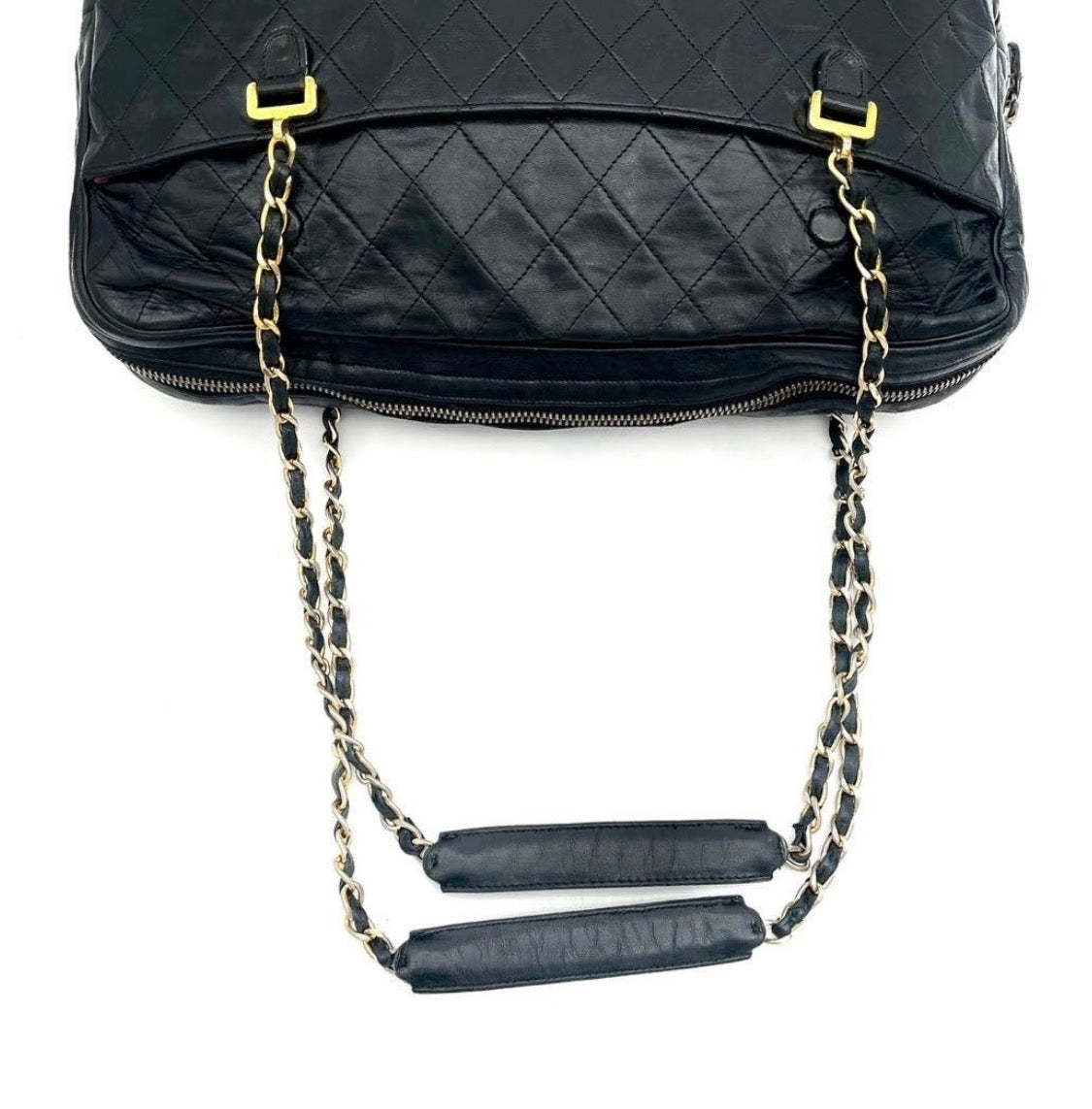 Chanel Matelassé Tote Bag Chain Shoulder Bag Lambskin Black