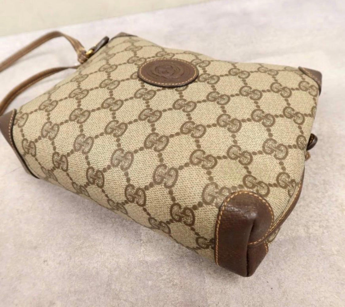 GUCCI Old Gucc GG supreme Calf Leather Shouldee Bag Vintage