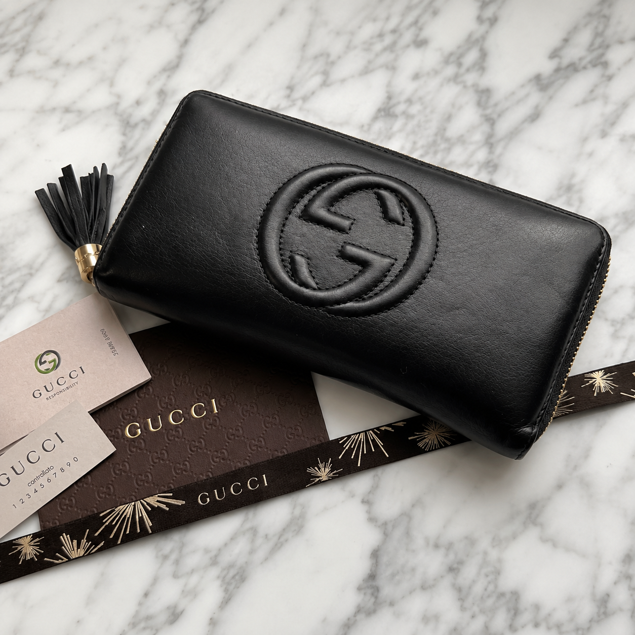 Gucci Soho Leather Zip Around Wallet