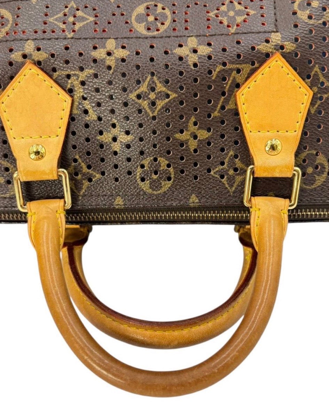 Authentic LOUIS VUITTON Monogram Perforated Speedy 30 Fuchsi Handbag