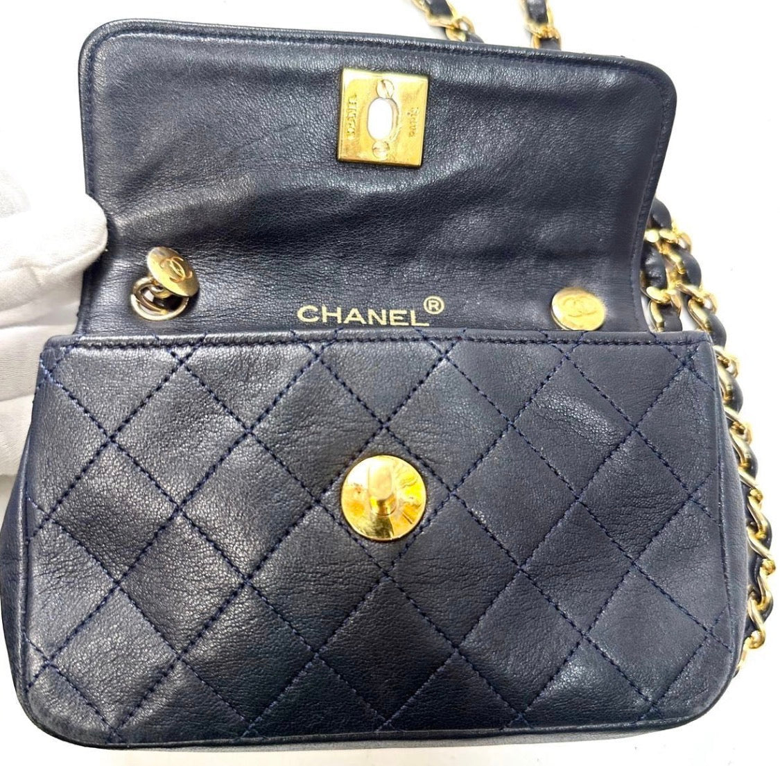 Chanel Quilted Extra Mini  Classic Flap Lambskin Shoulder bag Vintage