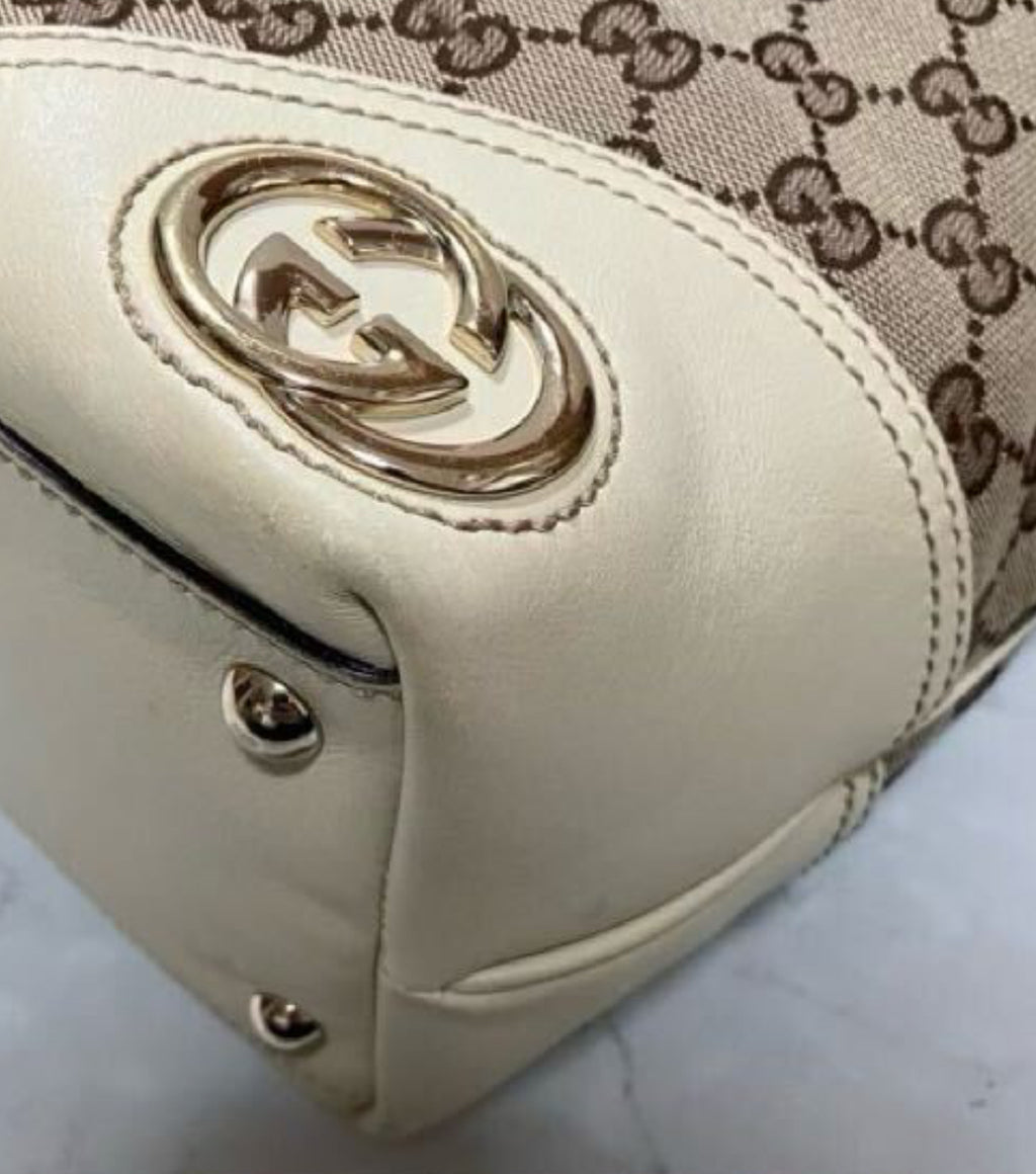 GUCCI Monogram Medium New Britt Tote Off White Bag