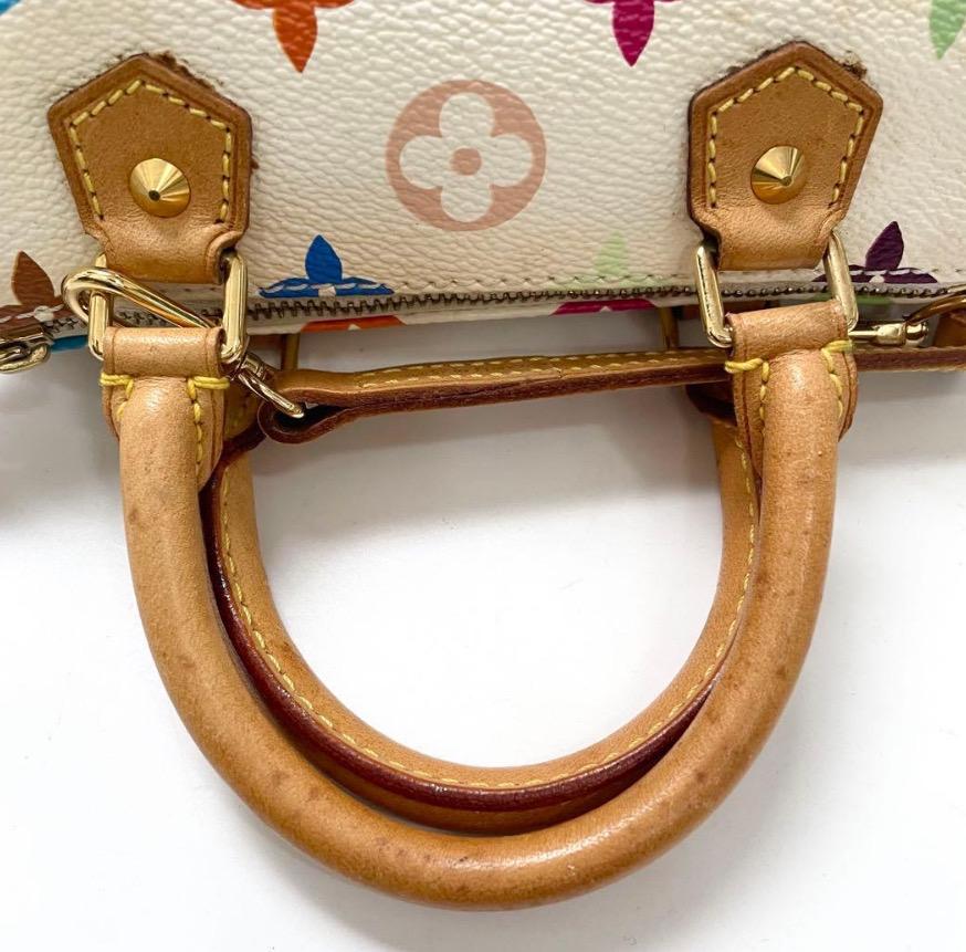 Authentic  Louis Vuitton Monogram Multicolor Mini Sac HL Speedy White Bag