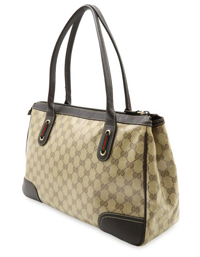 GUCCI Crystal Monogram Medium Princy Tote Dark Brown