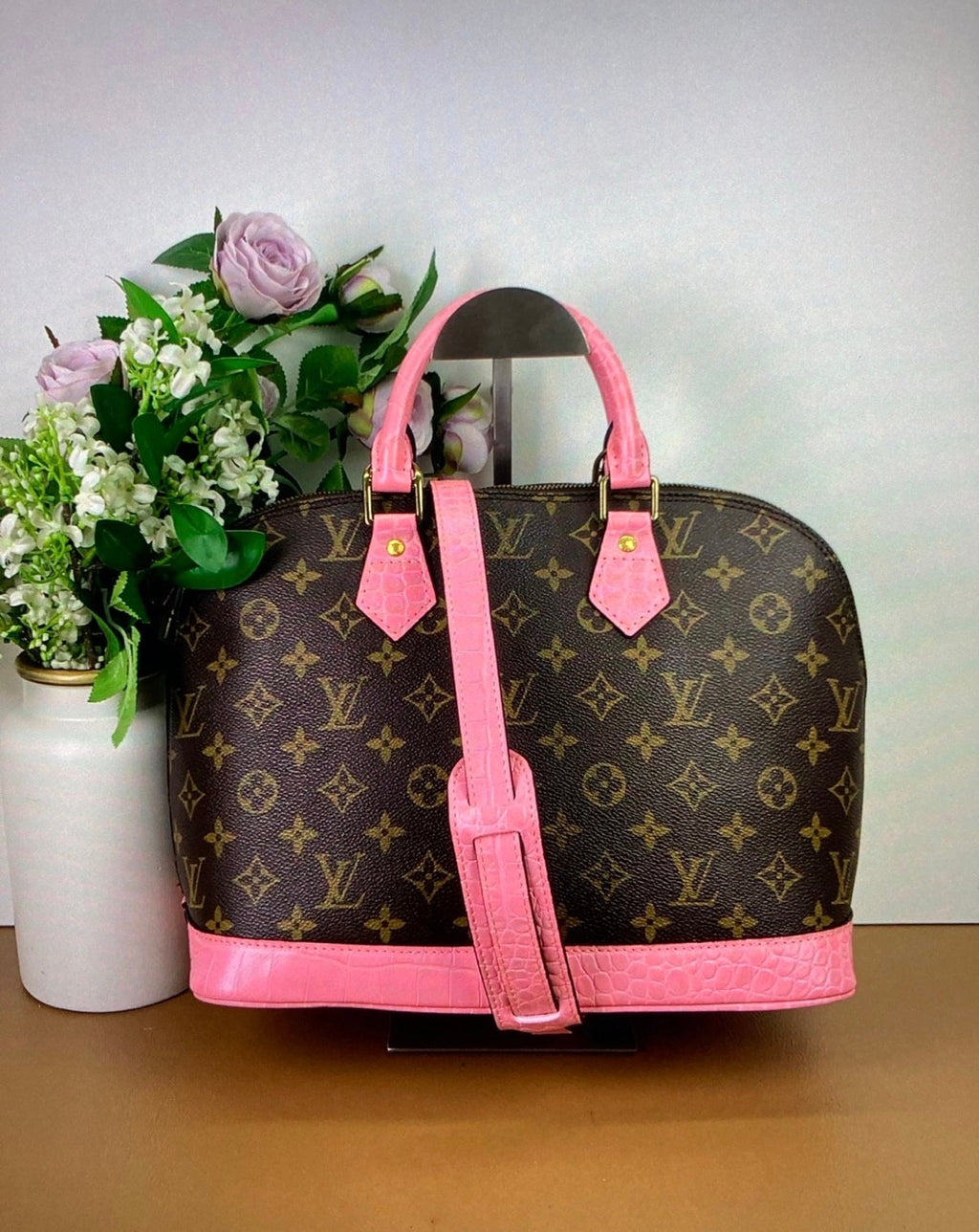Louis Vuitton Alma MM Handbag  Customized