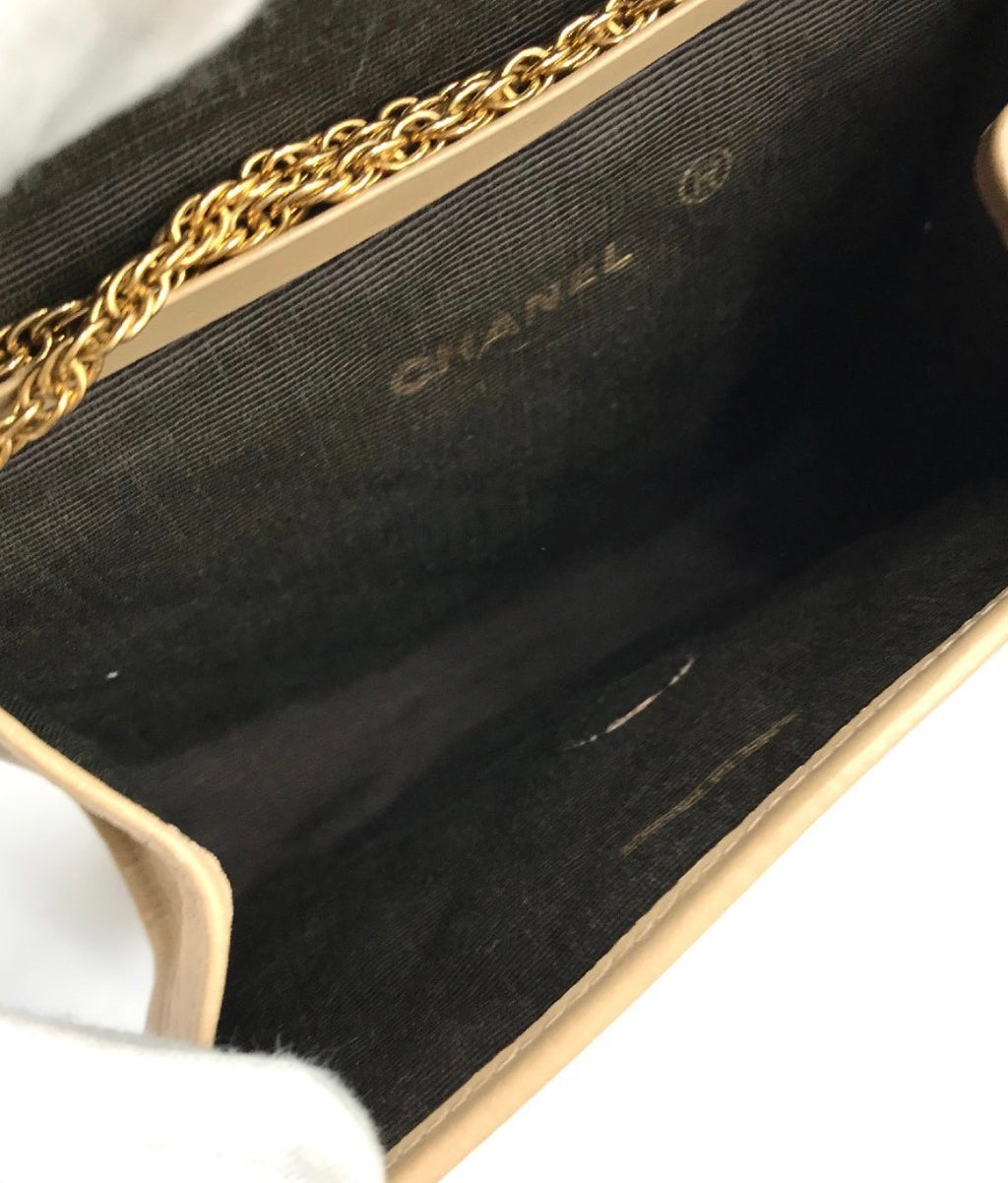 CHANEL Coco Mark Mini Matelassé Push-Lock Chain Shoulder Bag, Beige, Vintage