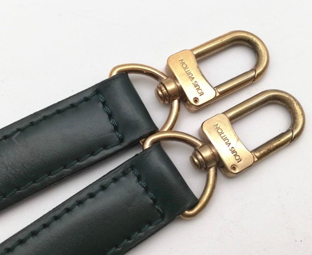 LOUIS VUITTON Shoulder Strap, Leather, Green, Gold Hardware, Bag Strap, Louis Vuitton