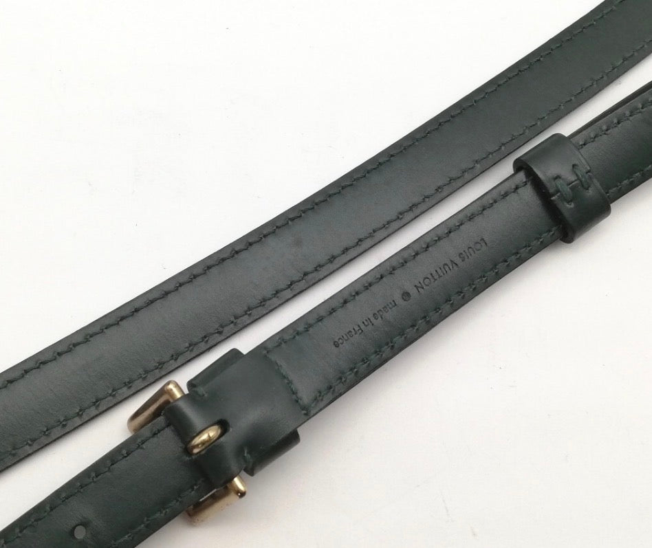 LOUIS VUITTON Shoulder Strap, Leather, Green, Gold Hardware, Bag Strap, Louis Vuitton