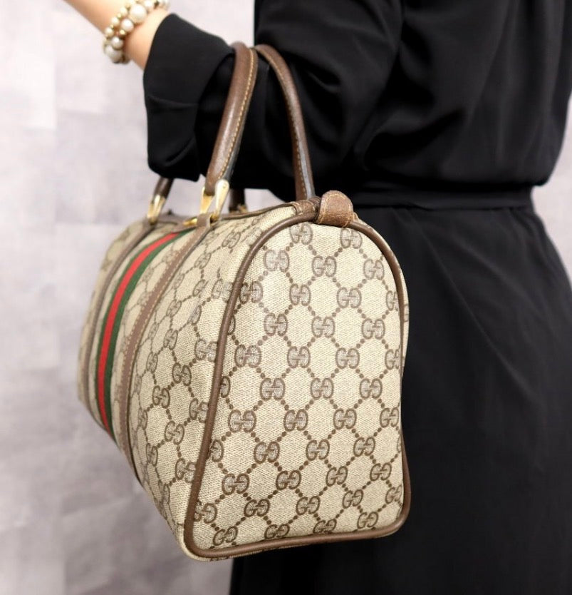 Gucci GG Supreme Web Sherry Line Boston bag Vintage