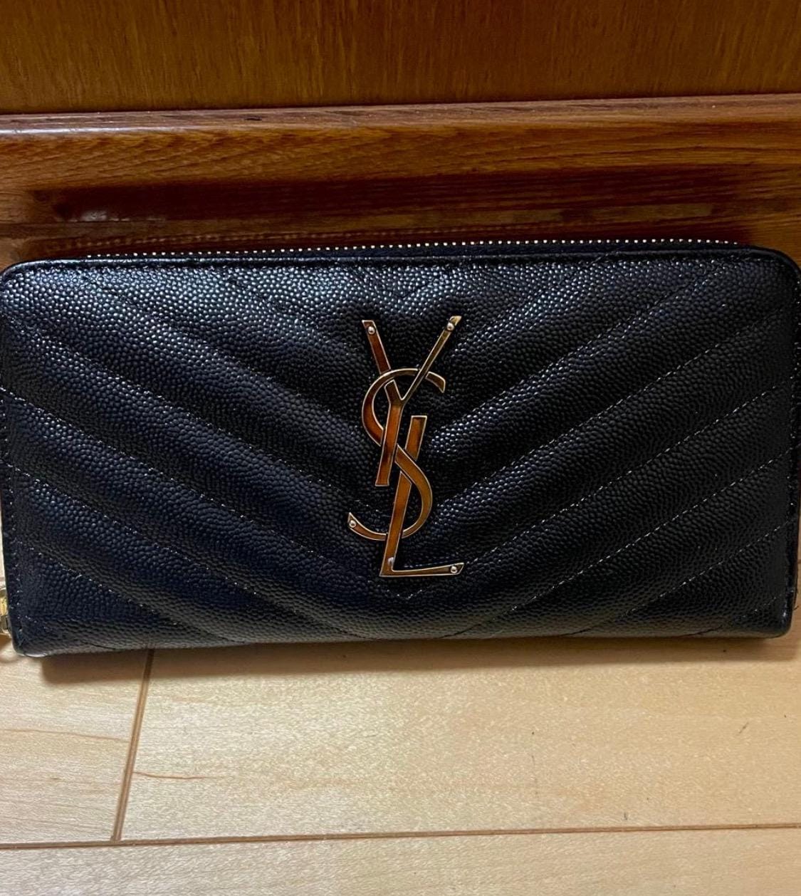 Authentic Saint Laurent Monogram Matelassé Black Long Wallet