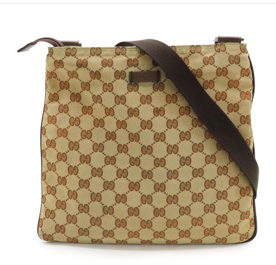 Authentic Gucci  GG Nylon Canvas Shoulder Bag/ Messenger Bag
