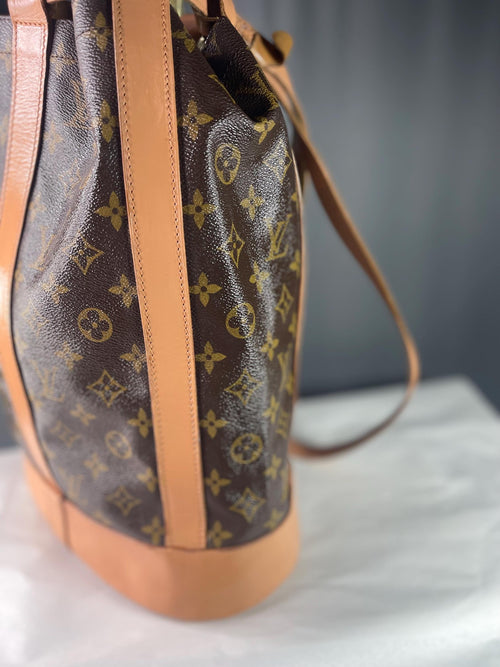 Authenic Louis Vuitton LV Shoulder Bag Randonnee PM Brown Monogram Vintage
