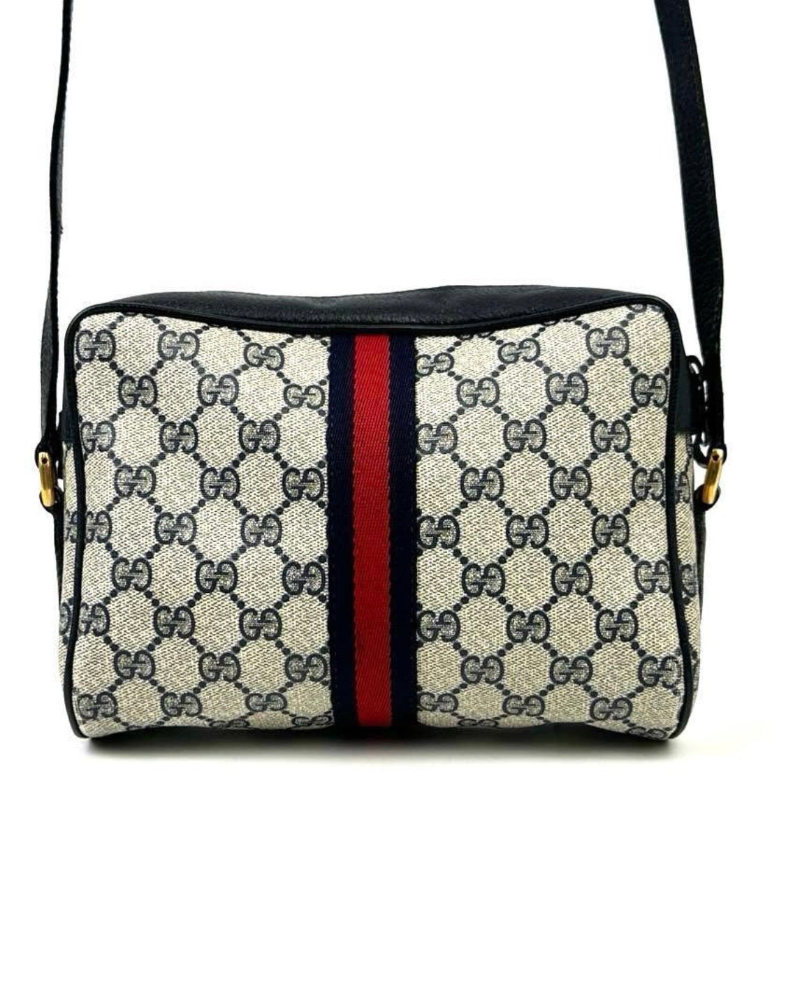 Gucci  GG Supreme Sherry Line Shoulder Bag Navy