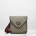 GUCCI GG Supreme Monogram Web Medium Neo Vintage Flap Messenger Bag Beige New Acero
