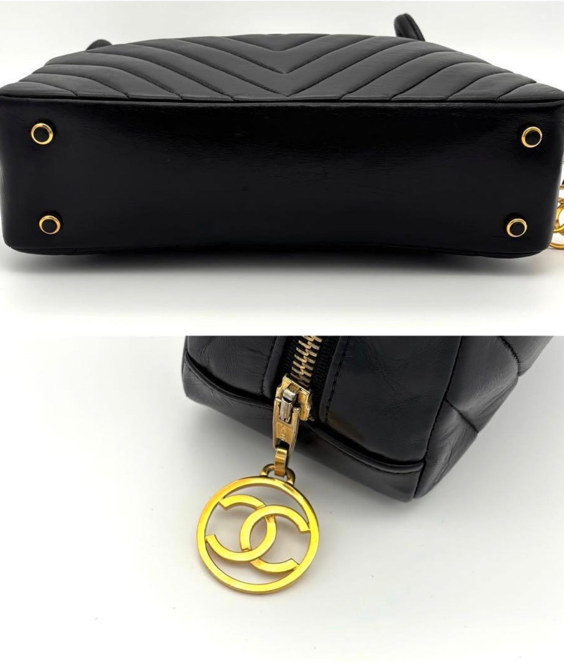 CHANEL Vintage CC Chevron Camera Bag