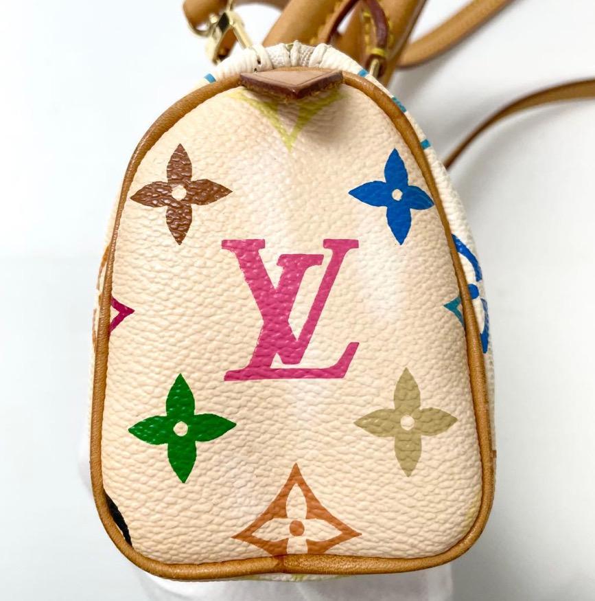 Authentic  Louis Vuitton Monogram Multicolor Mini Sac HL Speedy White Bag