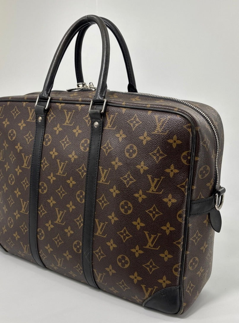 Louis Vuitton Monogram Macassar Porte-Documents Voyage Business Bag