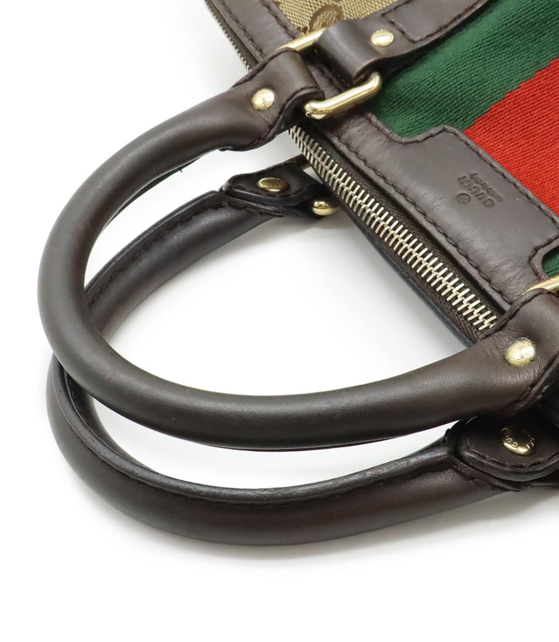 Authentic GUCCI Monogram Selleria Calfskin Vintage Web Medium Boston Beige Ebony Cocoa Shoulder bag