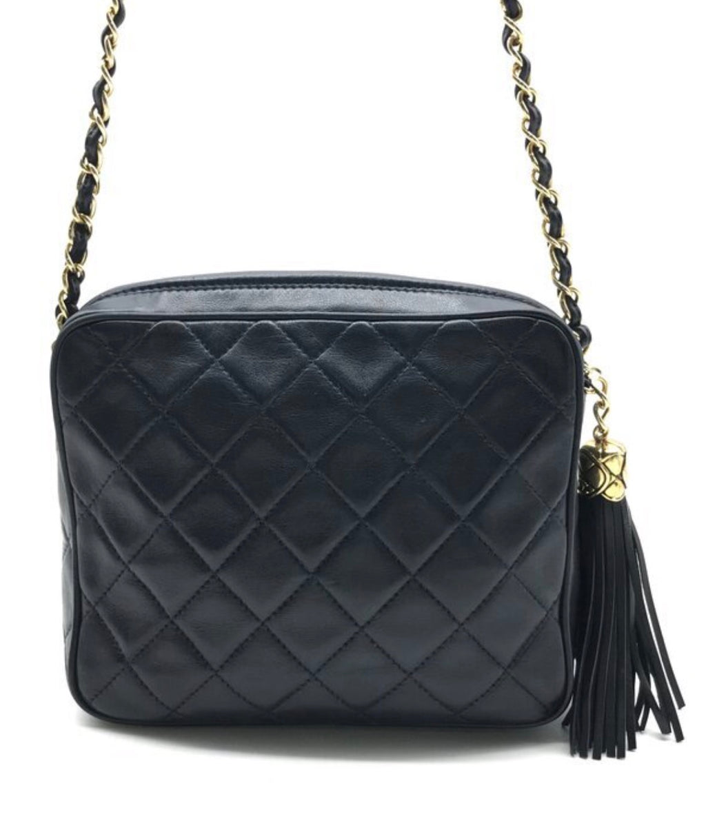 CHANEL Coco Mark Matelassé Lambskin Fringe Chain Shoulder Bag
