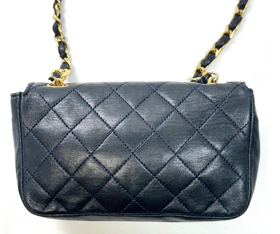 Chanel Quilted Extra Mini  Classic Flap Lambskin Shoulder bag Vintage