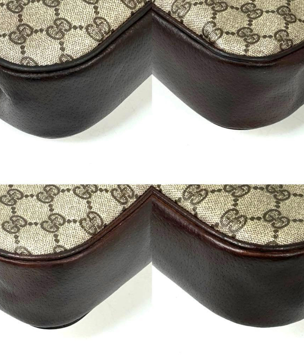 GUCCI Vintage Brown Monogram Canvas Flap Shoulder Bag