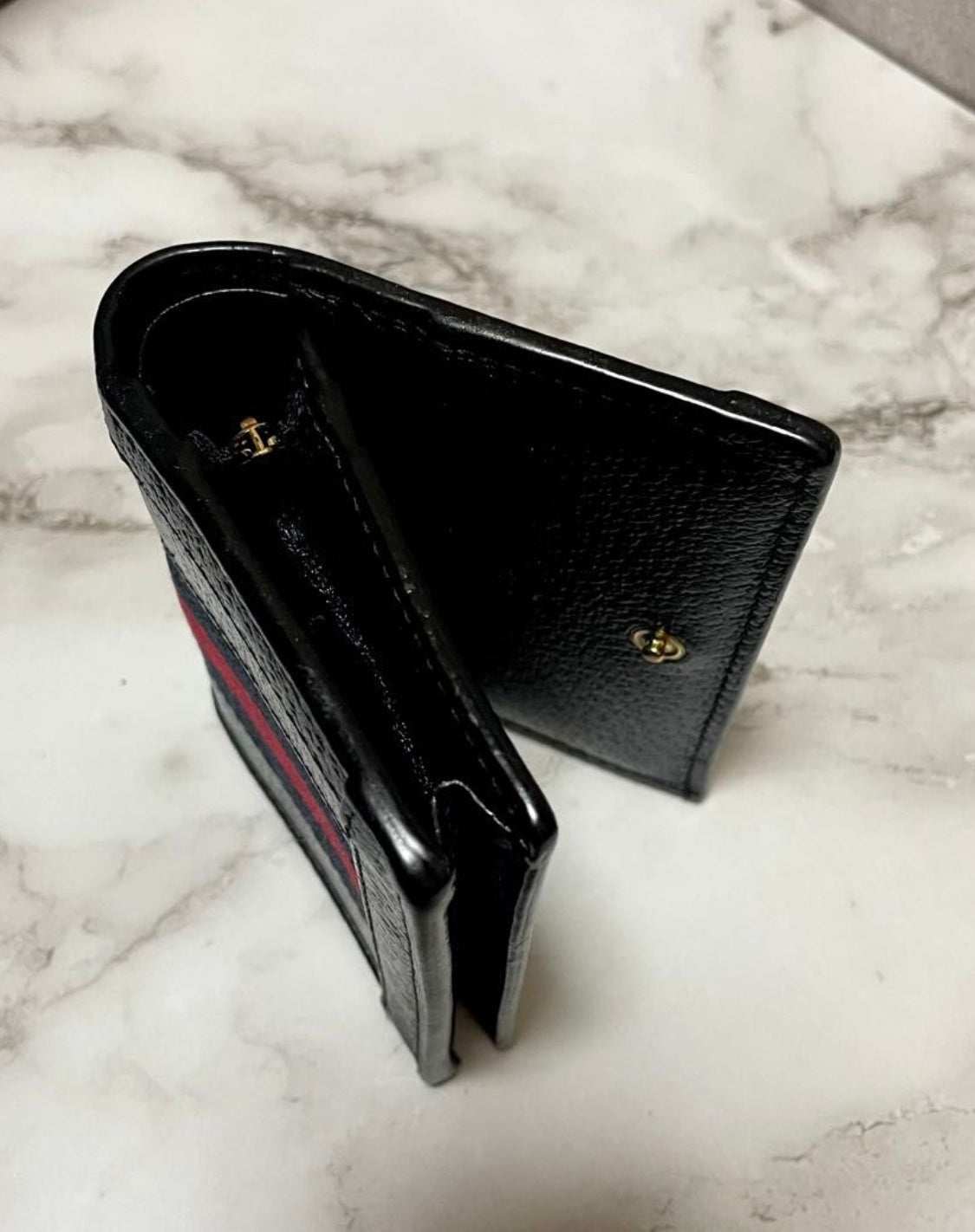 Gucci Calfskin Web Ophidia Card Case Black