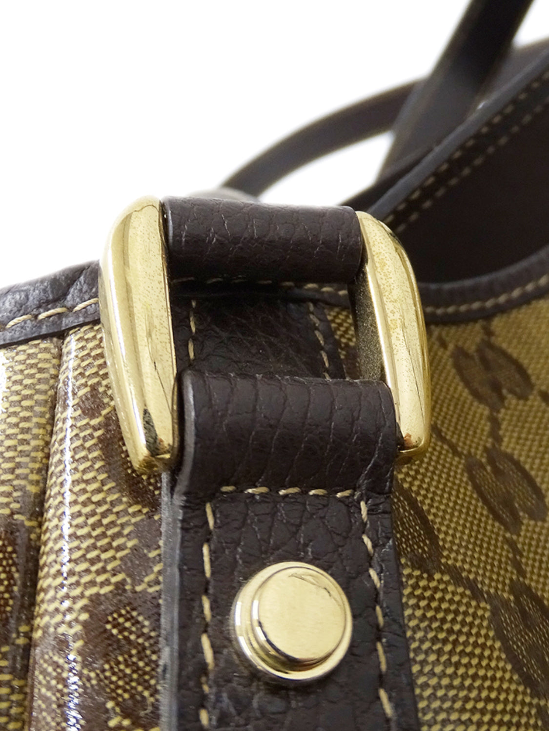 GUCCI Crystal Monogram Medium Abbey Shoulder Bag Dark Brown