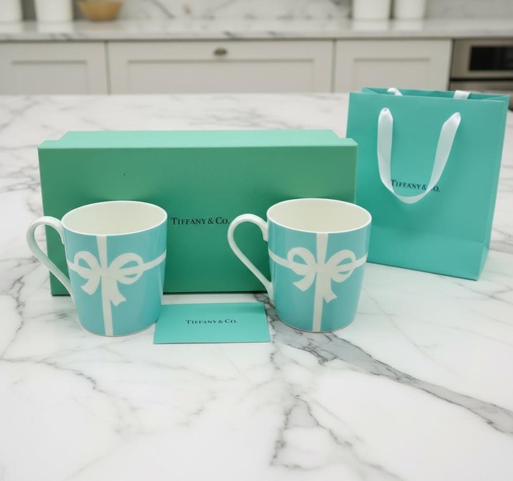 Authentic Tiffany & Co. Amway Collaboration/Bow Ribbon Mug Set  (NEW )