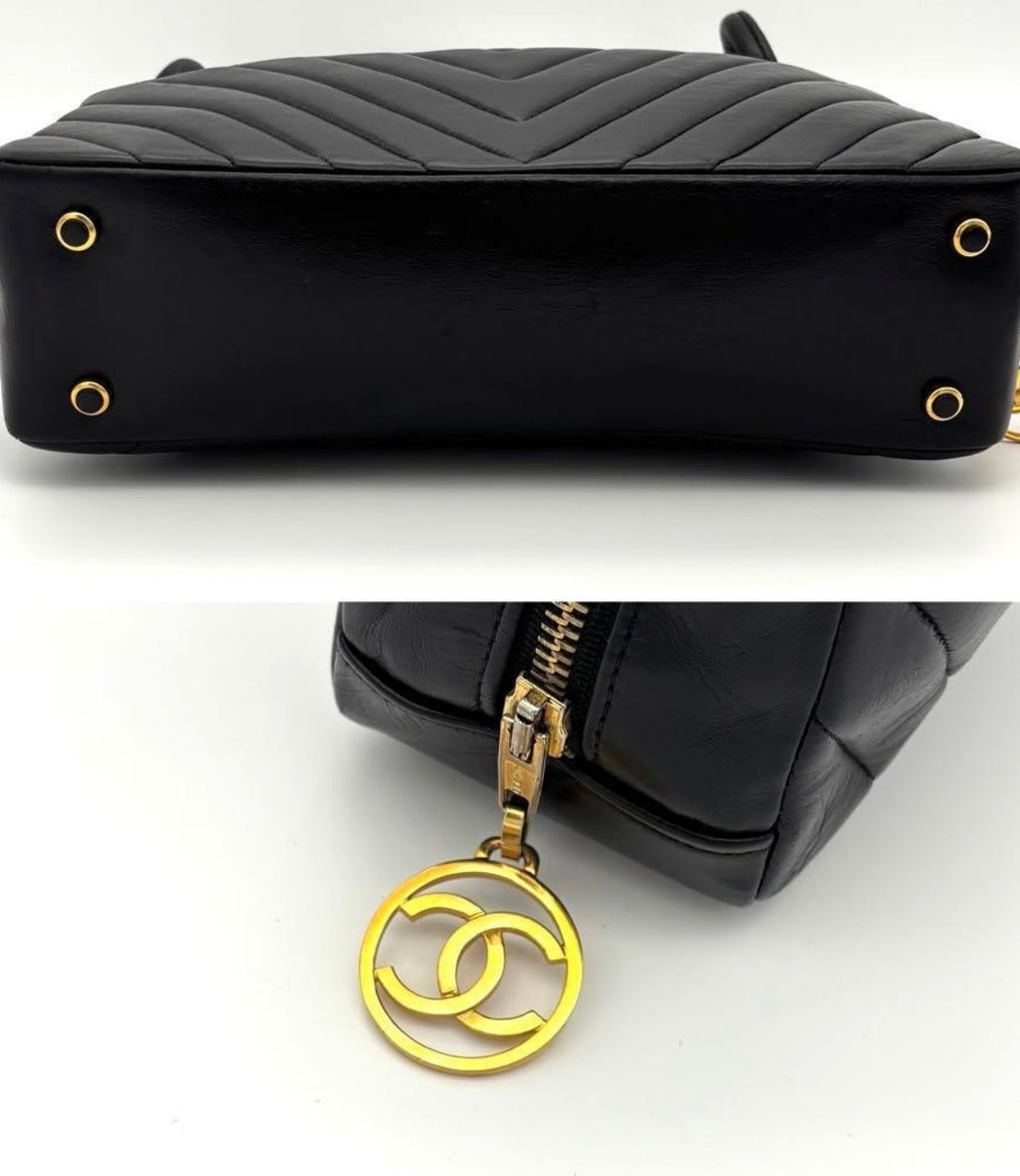 CHANEL Vintage CC Chevron Camera Bag