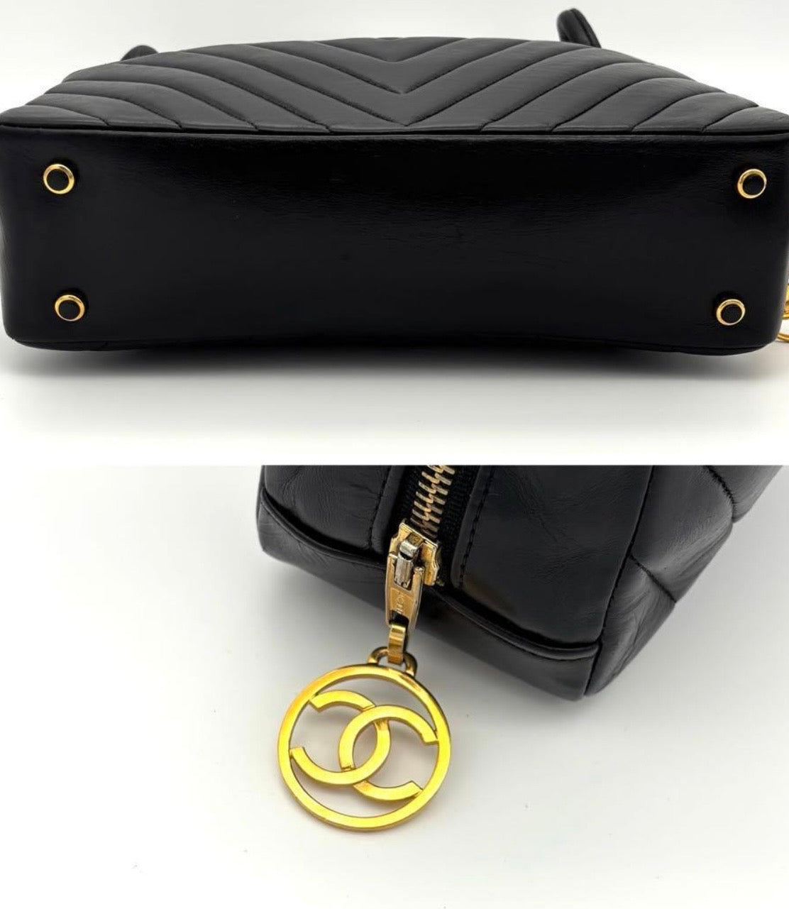 CHANEL Vintage CC Chevron Camera Bag