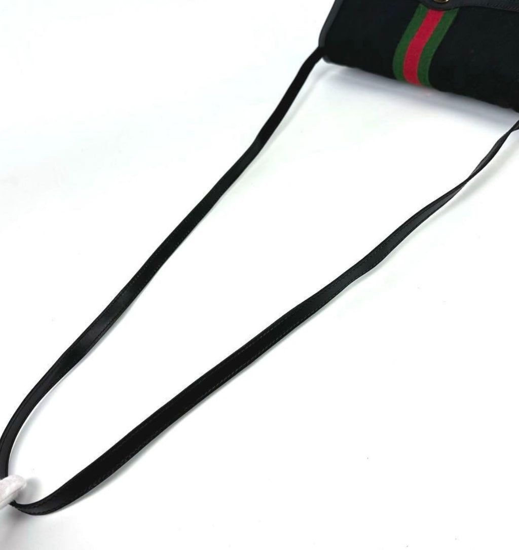 GUCCI Web Sherry Line GG Canvas Shoulder Bag Vintage