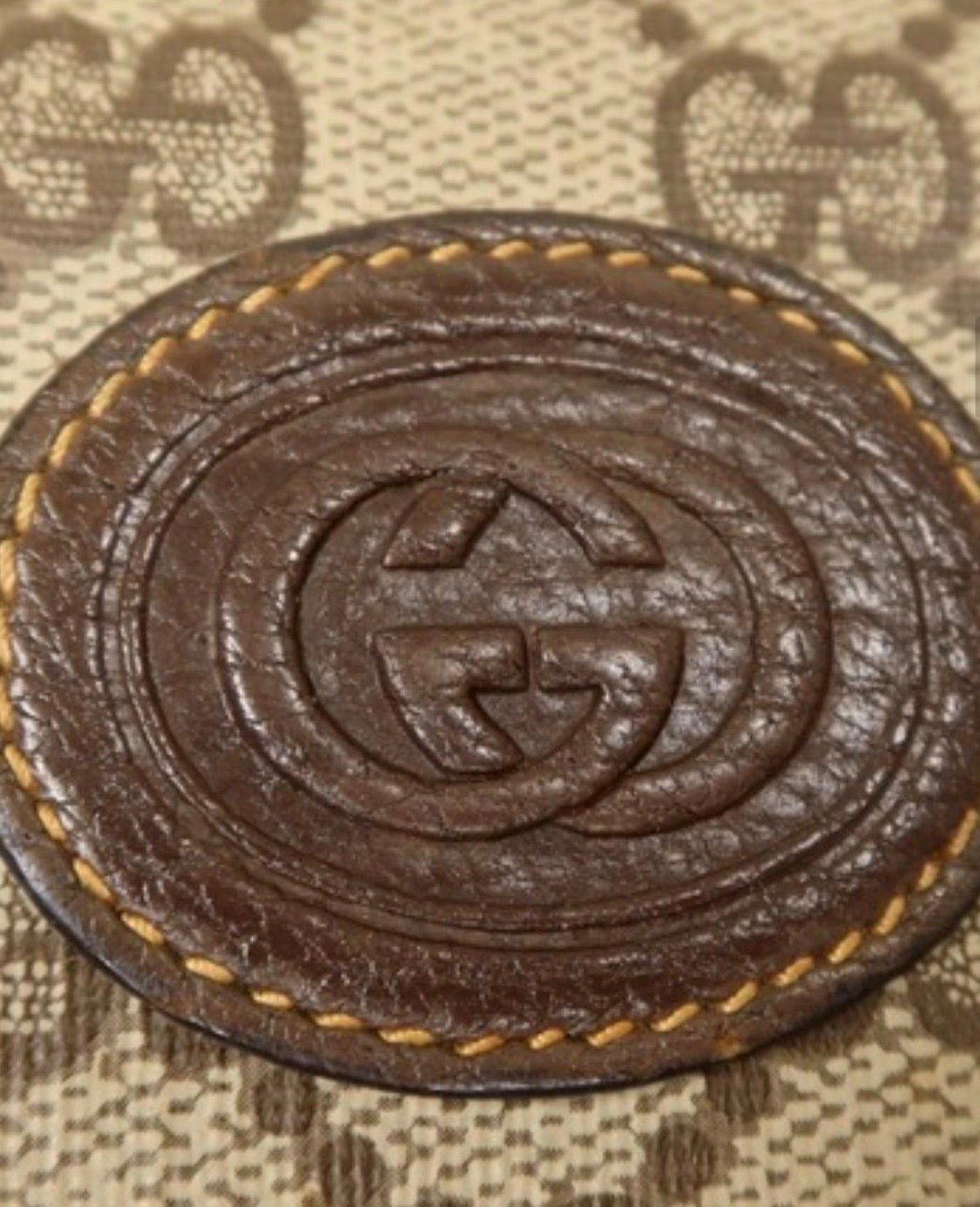 GUCCI Old Gucc GG supreme Calf Leather Shouldee Bag Vintage