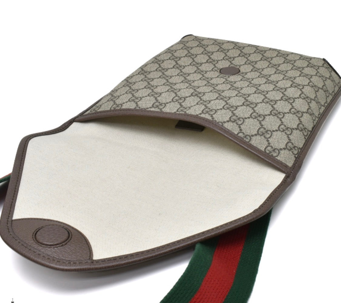 GUCCI GG Supreme Monogram Web Medium Neo Vintage Flap Messenger Bag Beige New Acero