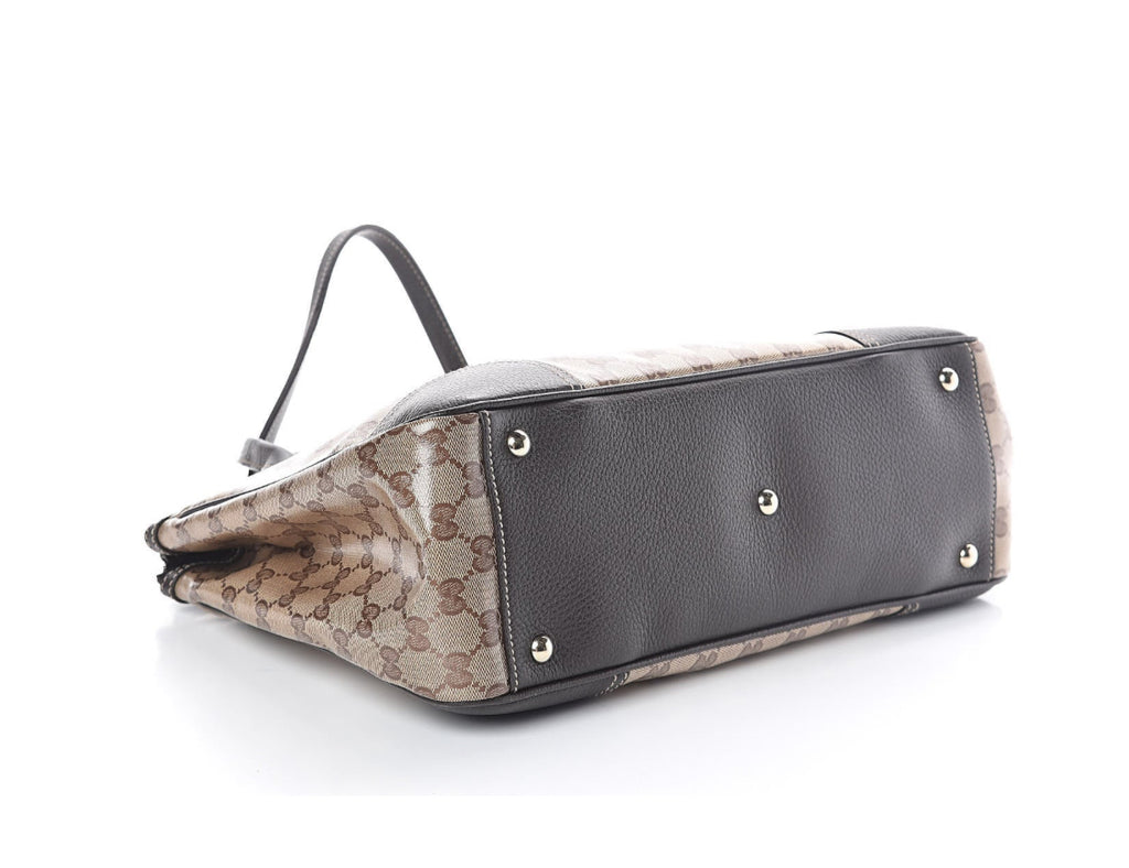 GUCCI Crystal Monogram Medium Princy Tote Dark Brown