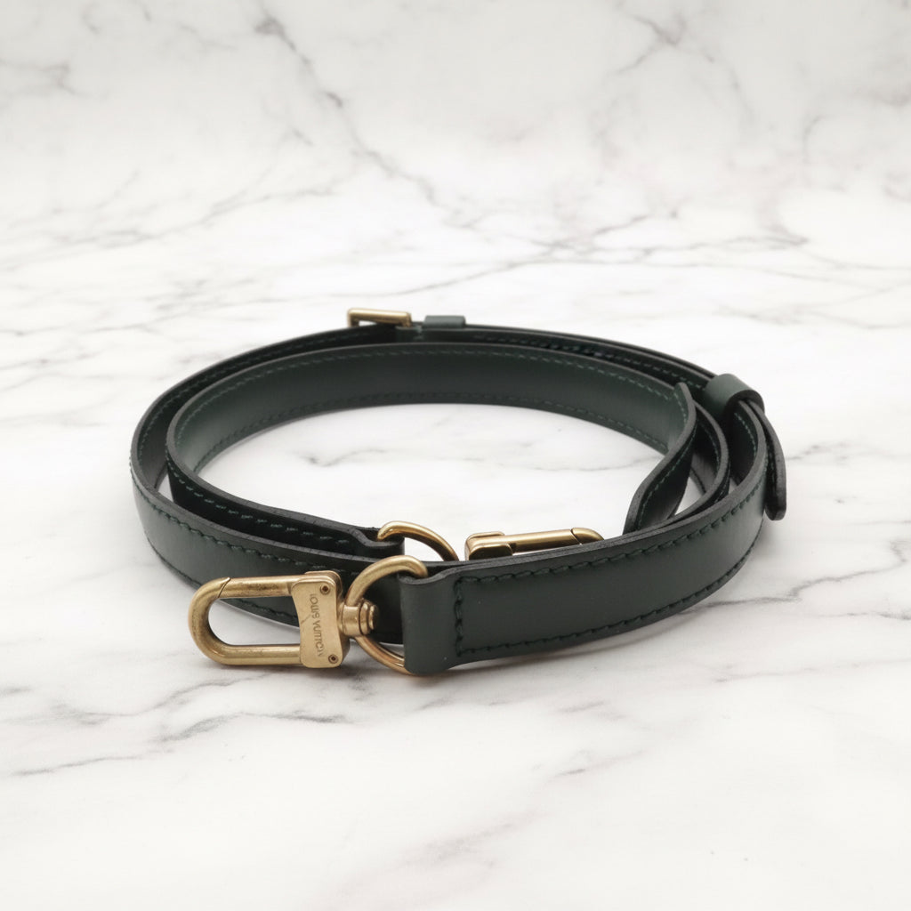 LOUIS VUITTON Shoulder Strap, Leather, Green, Gold Hardware, Bag Strap, Louis Vuitton