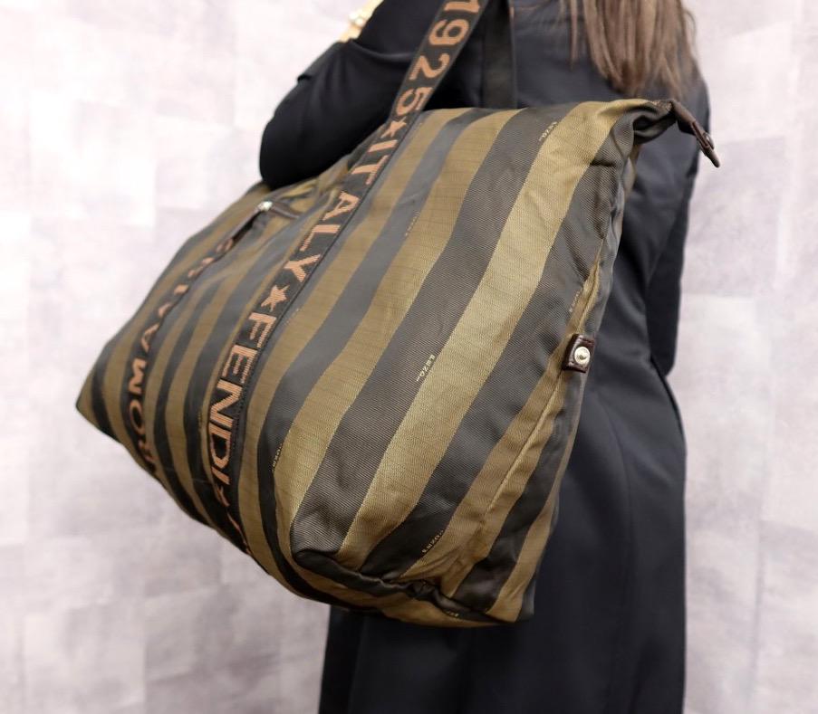 Authentic Vintage  FENDI  Roma 1925 Pequin striped canvas travel duffle bag
