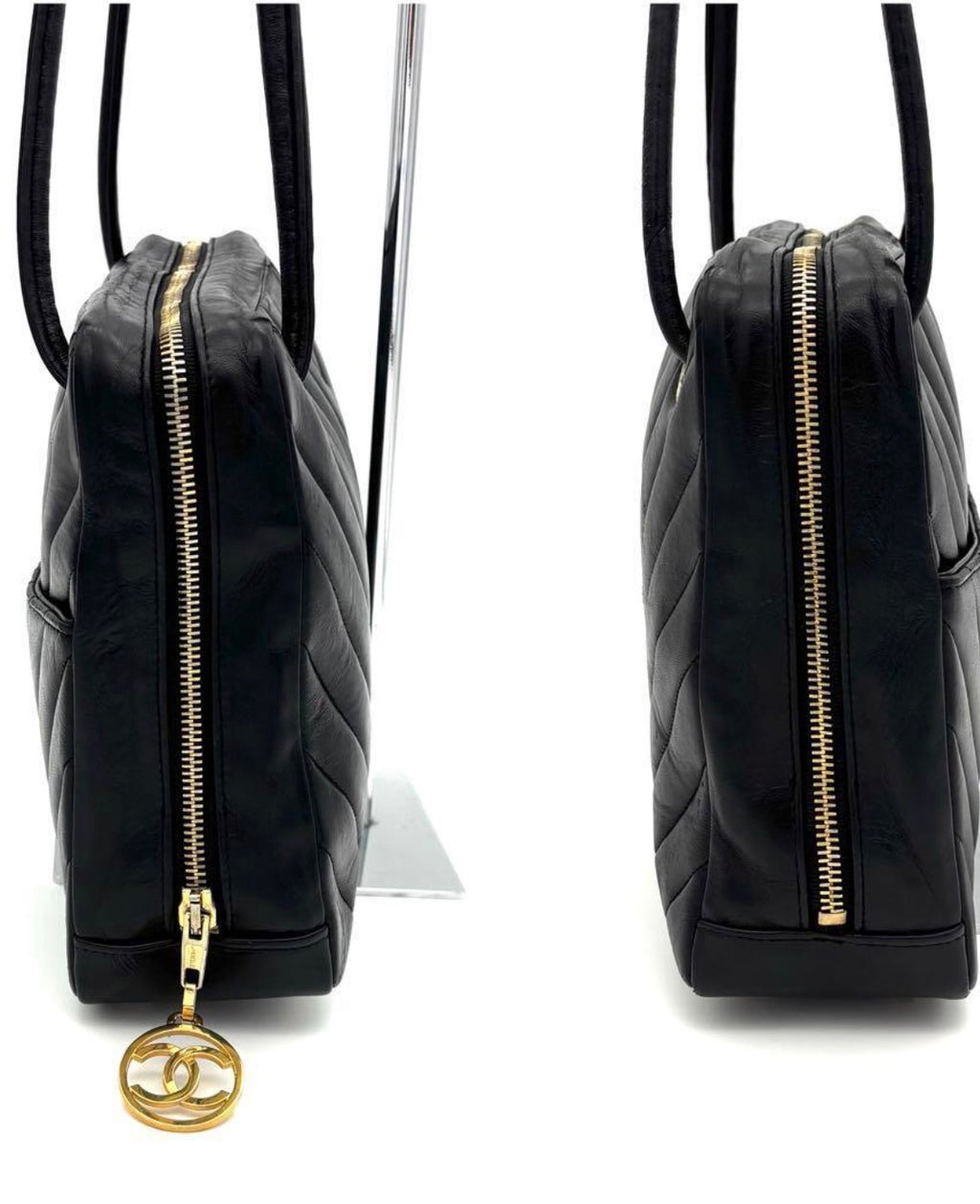 CHANEL Vintage CC Chevron Camera Bag