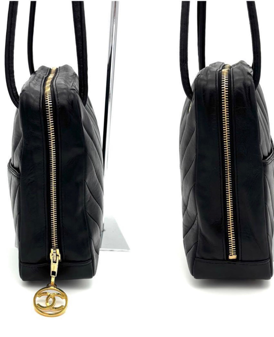 CHANEL Vintage CC Chevron Camera Bag